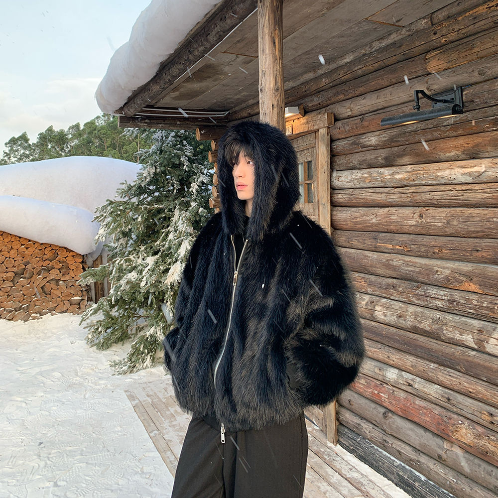 Men Faux Fur Coats Jackets Hoo - đánh giá và giá Winter Clothing Work