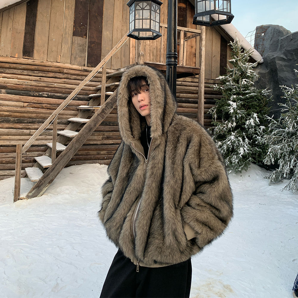 Men Faux Fur Coats Jackets Hoo - đánh giá và giá Winter Clothing Work