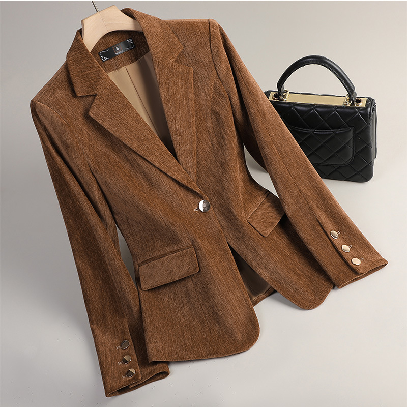 Yellow Gold Velvet Blazer Wome - đánh giá và giá Winter Clothing Work