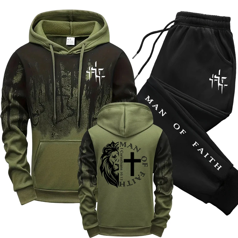 Man of Faith Pattern Men's Set - đánh giá và giá Winter Clothing Men