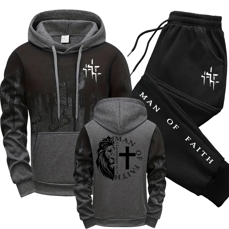 Man of Faith Pattern Men's Set - đánh giá và giá Winter Clothing Men