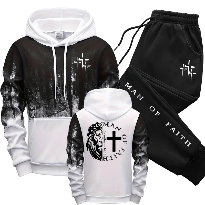 Man of Faith Pattern Men's Set - đánh giá và giá Winter Clothing Men