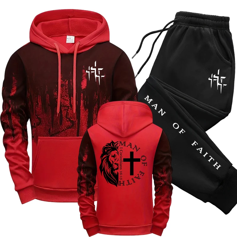 Man of Faith Pattern Men's Set - đánh giá và giá Winter Clothing Men
